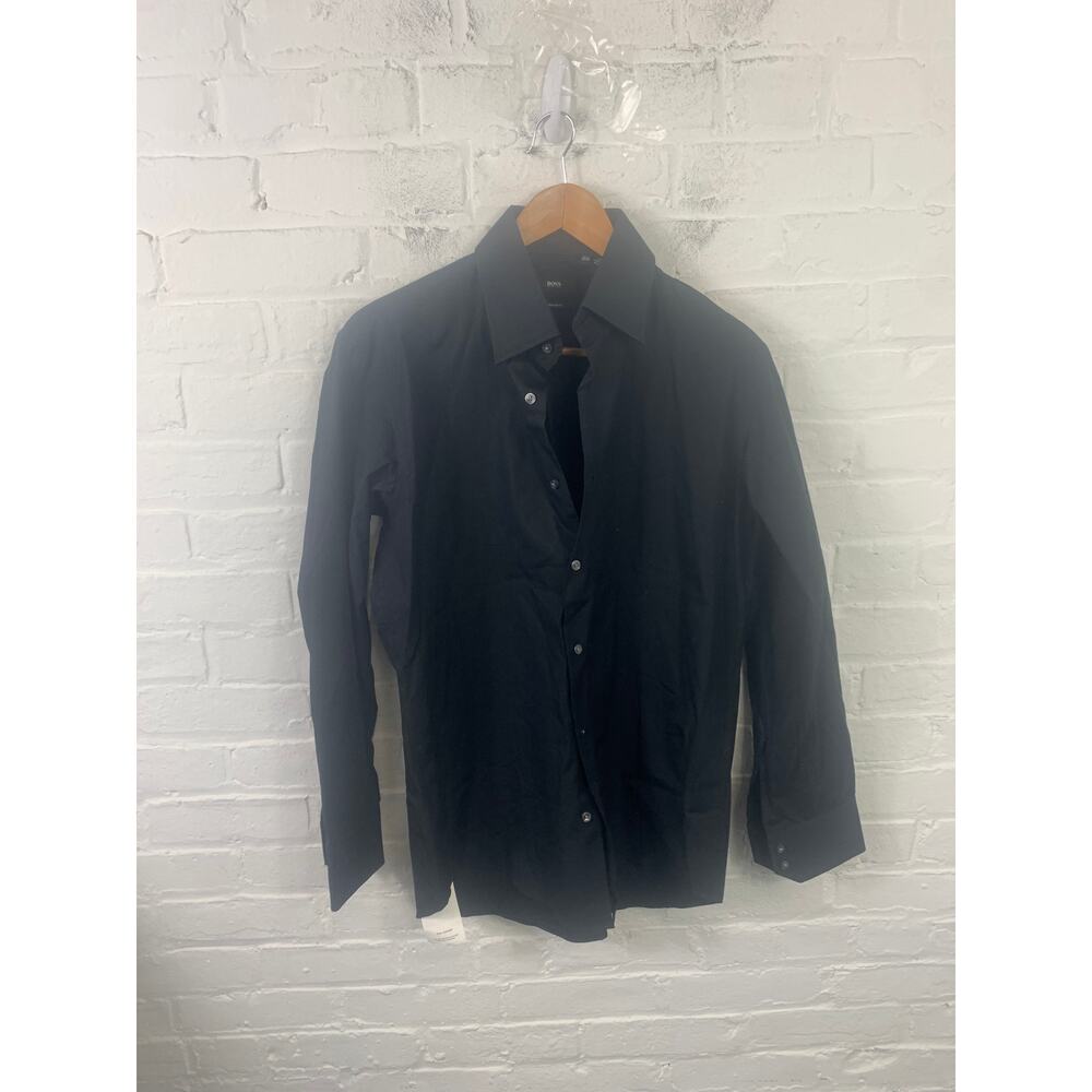 Boss Hugo Boss Men's Regular Fit Button Up Shirt Long Sleeve Black Size Large